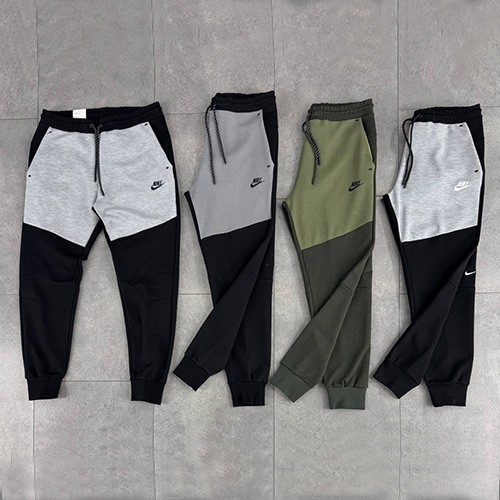 جاگر نایک تکفلیس (NIKE TECH FLEECE JOGGER 2025) رنگ مشکی طوسی لوگو سفید (پاندا) سایز XL